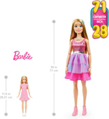Barbie Extra Large Doll (71 cm) - pink kjole, blond hår med hårspænde og halskæde, gave til børn 3+, HJY02 Dolls Naty Shop