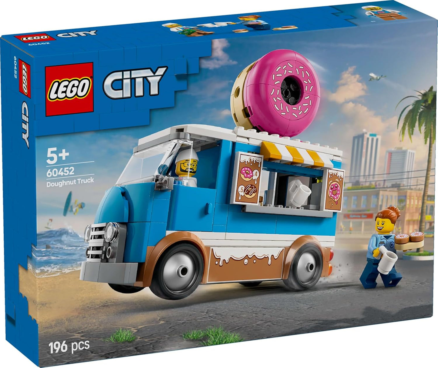 LEGO City Donut Truck - Legetøjsmadvogn med 2 politiminifigurer - Byggelegetøj til drenge og piger på 5+ - Fødselsdags- og feriegaveidé 60452 Byggesæt Besuche den LEGO-Store