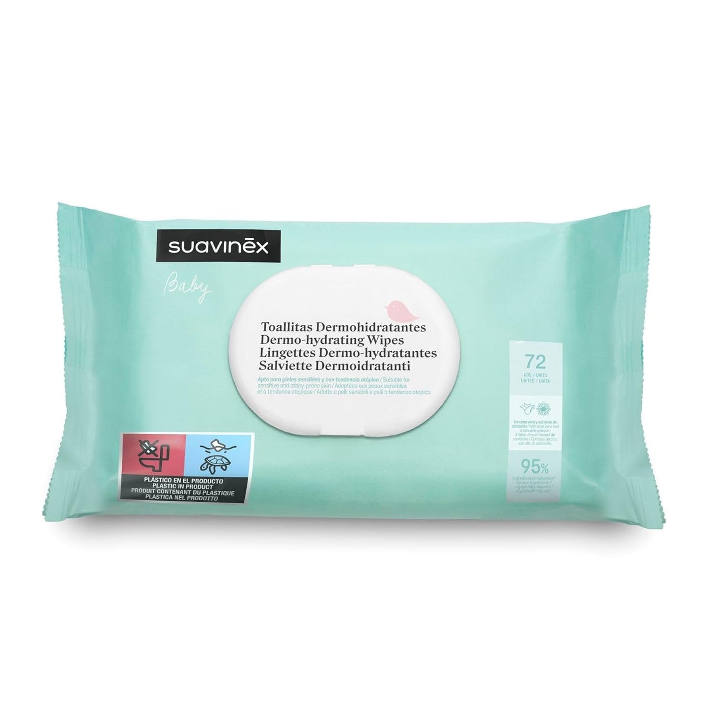 Suavinex Baby vådservietter 60 stykker Velegnet til atopisk hud 96 % naturlige ingredienser