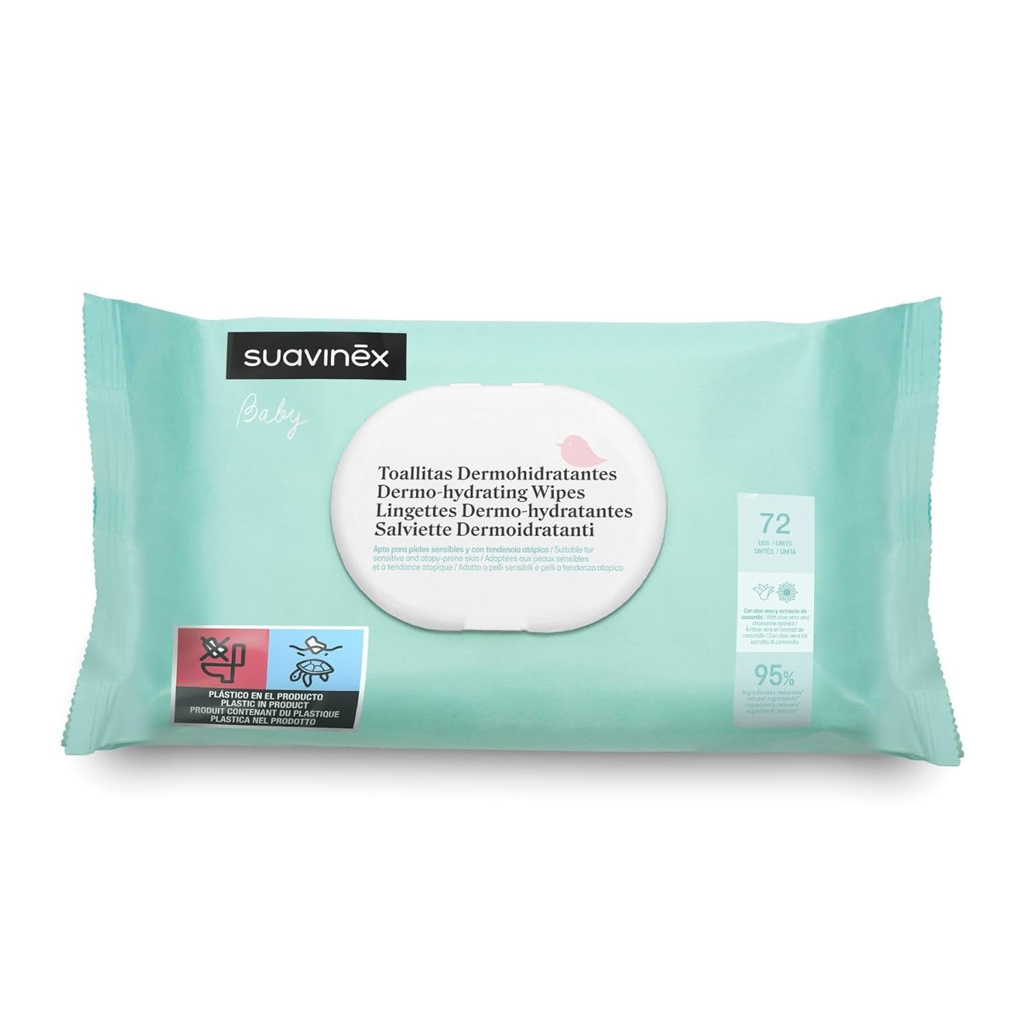 Suavinex Baby vådservietter 60 stykker Velegnet til atopisk hud 96 % naturlige ingredienser