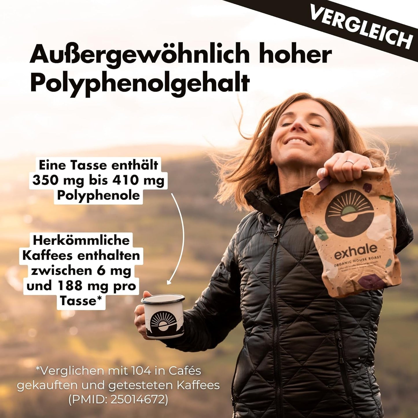 EXHALE Bio GANZE BOHNEN – Dunkel Gerösteter Kaffee – 450g Packung – Mykotoxinfrei & Geeignet für Bulletproof Coffee – Single Origin og 100% Arabica Bohnen