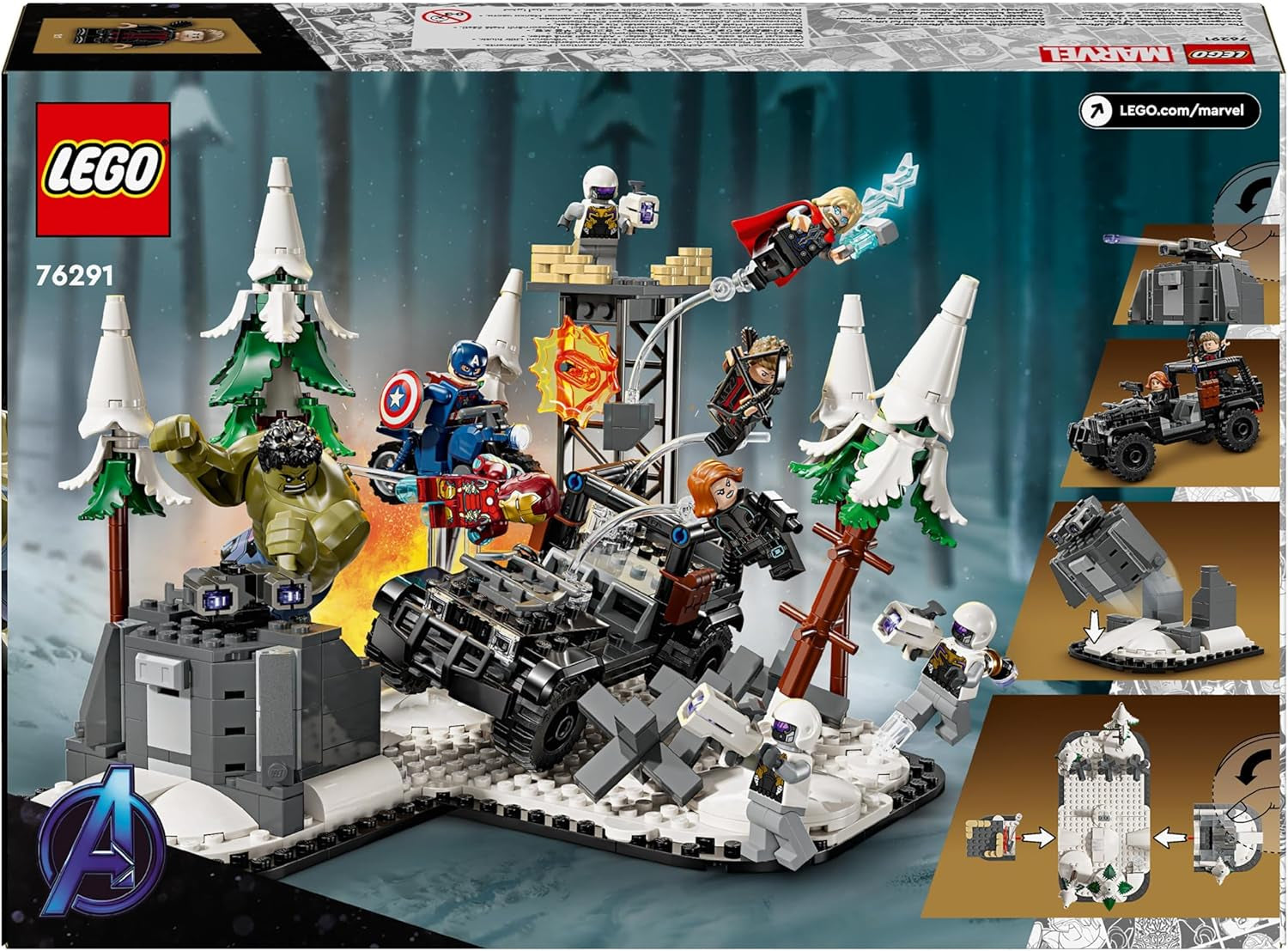 LEGO Marvel Avengers Assemble: Age of Ultron, bygge- og legesæt med 8 minifigurer af superhelte som Thor, Hulk og Iron Man, byggelegetøj til drenge og piger, eventyrsæt 76291 Byggesæt Besuche den LEGO-Store