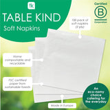 Table Kind 100 hvide bløde servietter i løs vægt, højkvalitetsservietter til fest, catering og daglig brug, FSC, bæredygtige og genanvendelige, fremstillet i EU | 2-lags | 33 cm