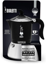 Bialetti Fiammetta induktionskaffemaskine, 2 kopper (100 ml), velegnet til alle typer kogeplader, elegant design, sort