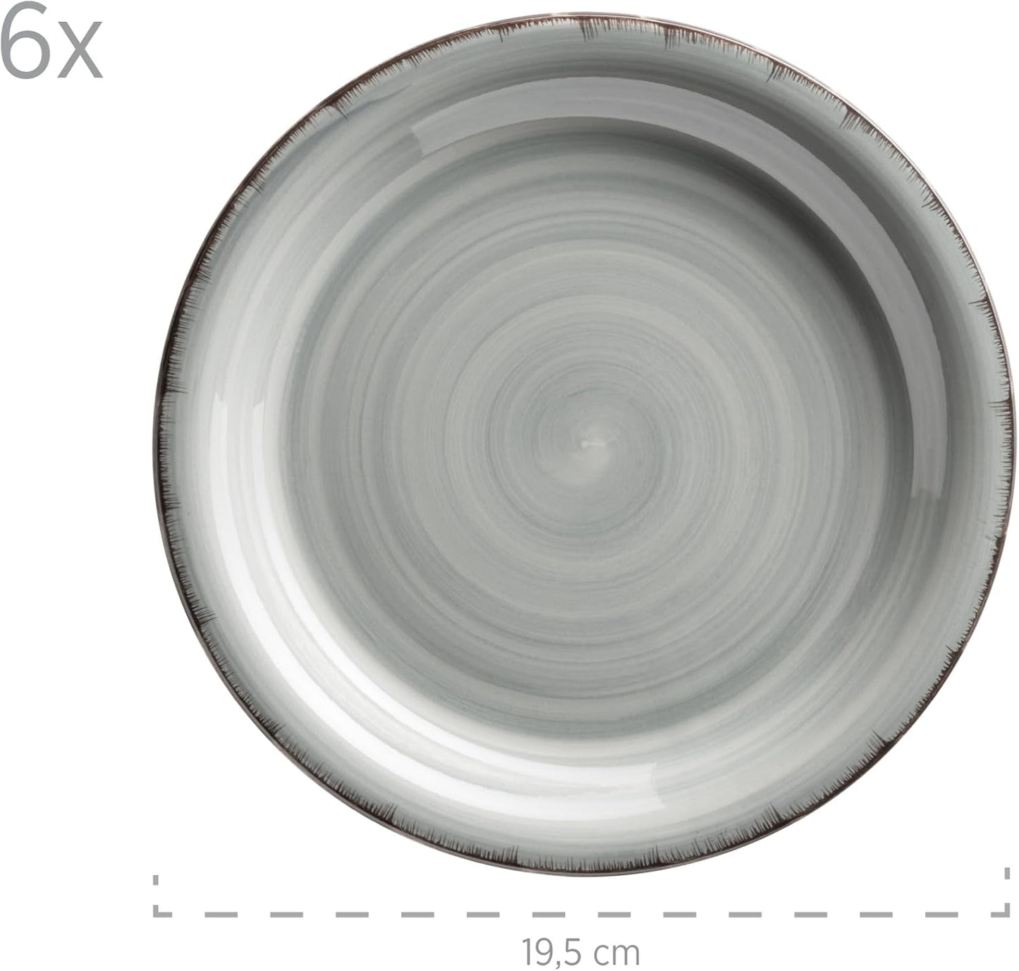 MÄSER 931875 Bel Tempo II porcelænssæt til 6 med moderne vintagelook, 18-delt bordservice, håndmalet keramikstel, stentøj, røgblå