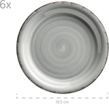 MÄSER 931875 Bel Tempo II porcelænssæt til 6 med moderne vintagelook, 18-delt bordservice, håndmalet keramikstel, stentøj, røgblå