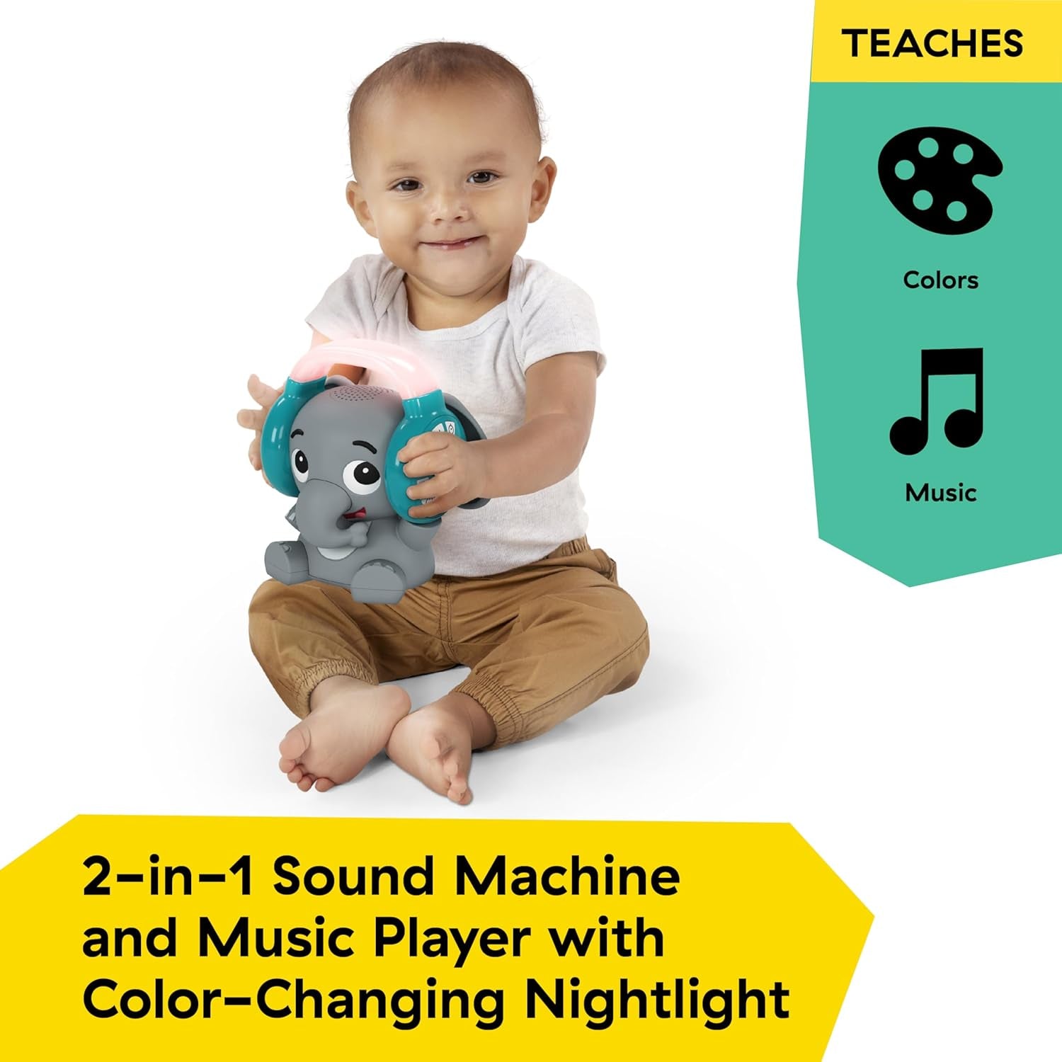 Baby Einstein Earl the Elephant Bluetooth-lydmaskine, musiksystem + natlys, baby til småbørnslegetøj Bebe Naty Shop