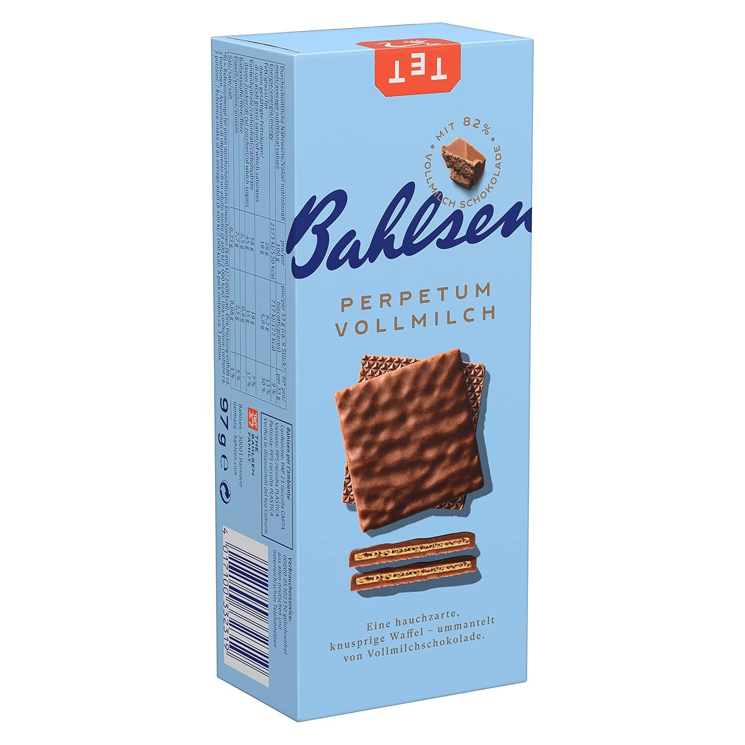 Bahlsen Perpetuum mælkechokoladewafer (1 x 97 g) (pakke med 10)