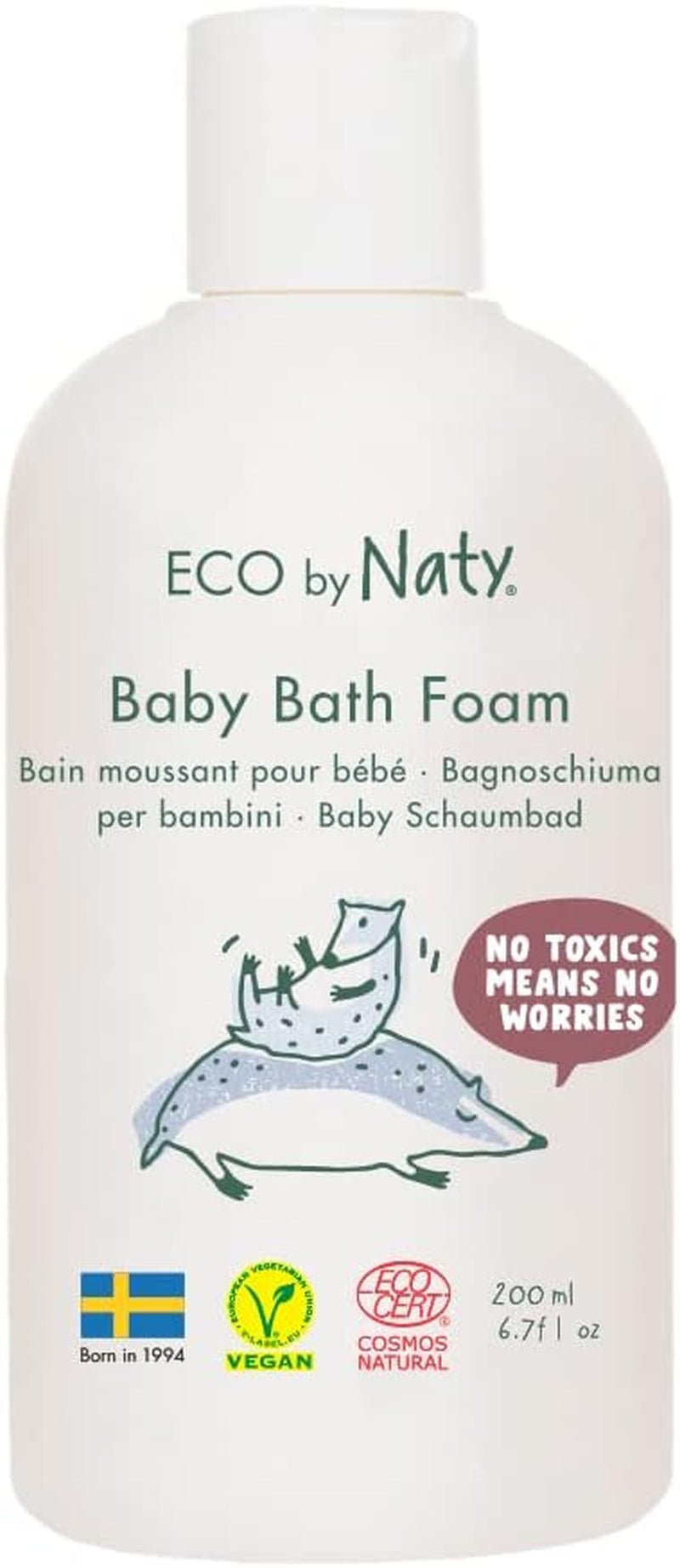 Eco by Naty, badeskum til børn, økologiske plantebaserede ingredienser med 0% duft, hypoallergen og dermatologisk testet, 200 ml flaske Børn - Bad og hudpleje Naty Shop Standardtitel