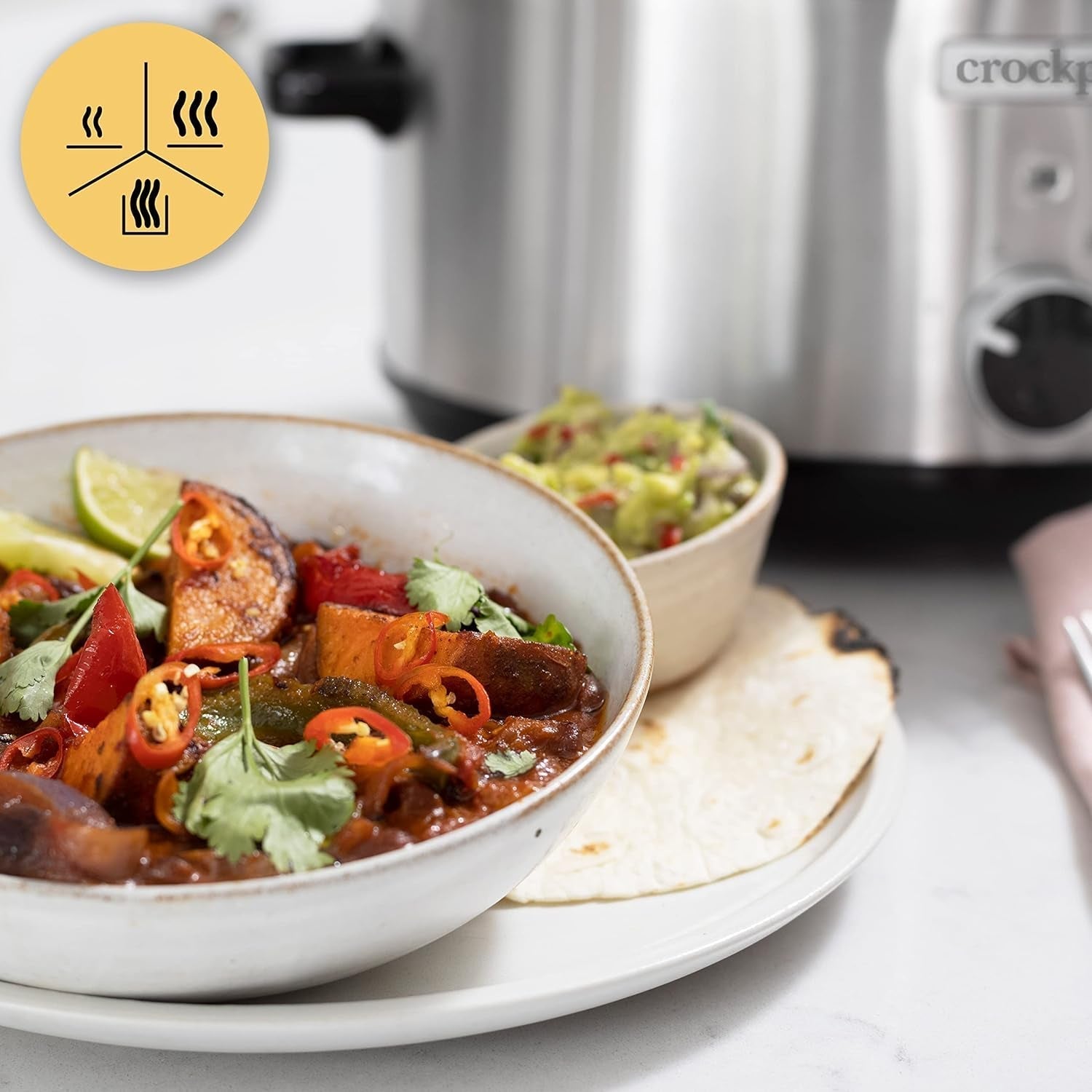 Slow cooker Crockpot,| 3,5 liter (3-4 personer), beholder til bruning af kød og grøntsager, rustfrit stål Slow Cooker Naty Shop