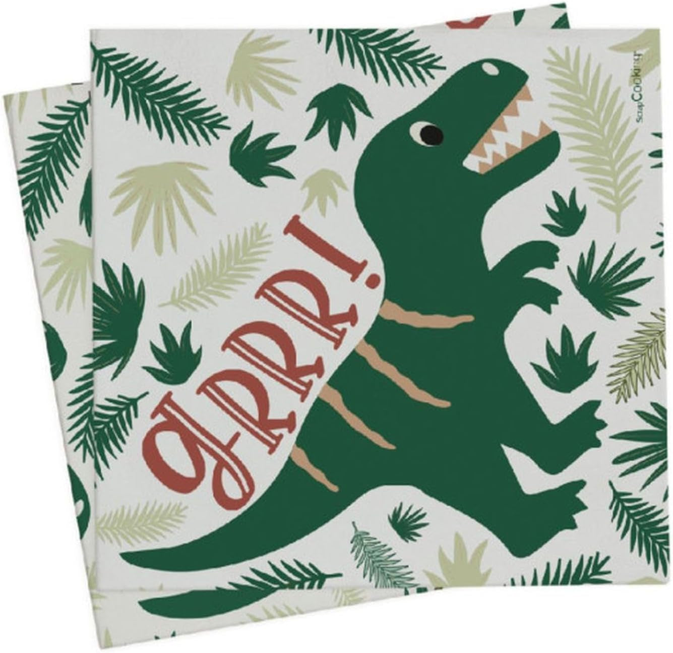 Scrapcooking - 20 Dino servietter 33 X 33 Cm - Grøn Dinosaur Fødselsdagsdekoration