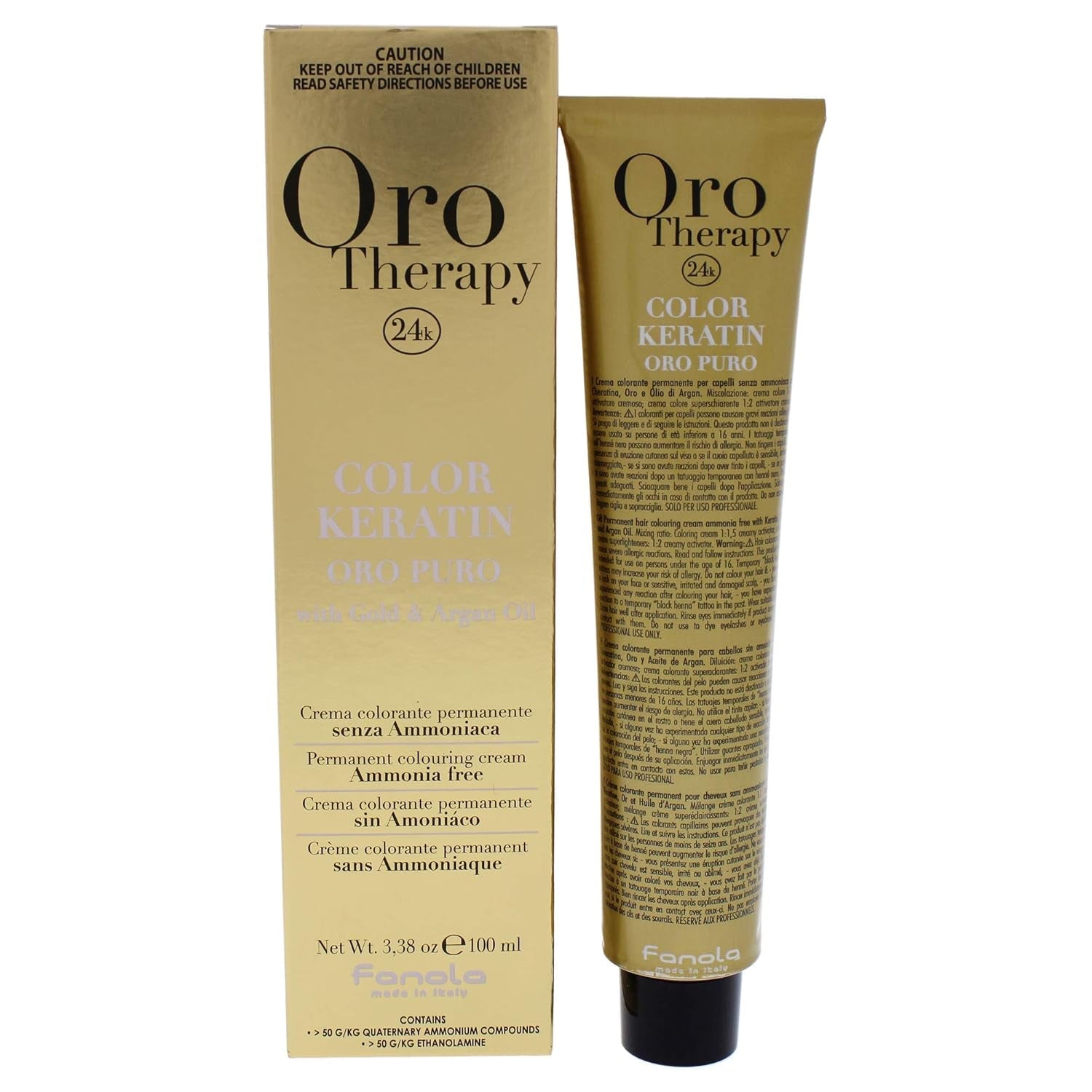 Fanola Oro Therapy Color Keratin 5.0 100ml Hårfarve Naty Shop Guld, Blond