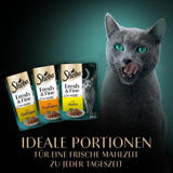 Sheba-portionsposer våd kattefoder, frisk og fin kalkun- og kyllinggelé Multipakke, 6x6x50 g - Kalkun- og kyllinggelé af høj kvalitet til kattemad