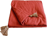 Enjoy Home - Terracotta tæppe med 4 jute kvaster - 90 X 190 Cm - 100% bomuld - Oeko-Tex - Panama Collection Dyner og dyner Naty Shop Standard titel