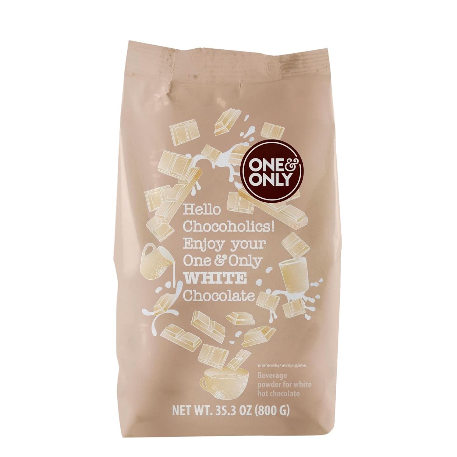 One&Only Chocolate Powder White 1 Kg - Pulver til drikkevarer med det fineste kakaosmør Kakao og varm chokolade Naty Shop
