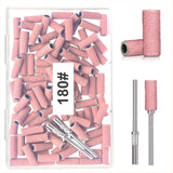 BLESWIN 100 stk. Små slibebånd til neglebor, fin korn 240 med 2 stk 3 mm bor, mini slibebånd til polering af naturlige negle og rengøringsneglebånd til præp, pink