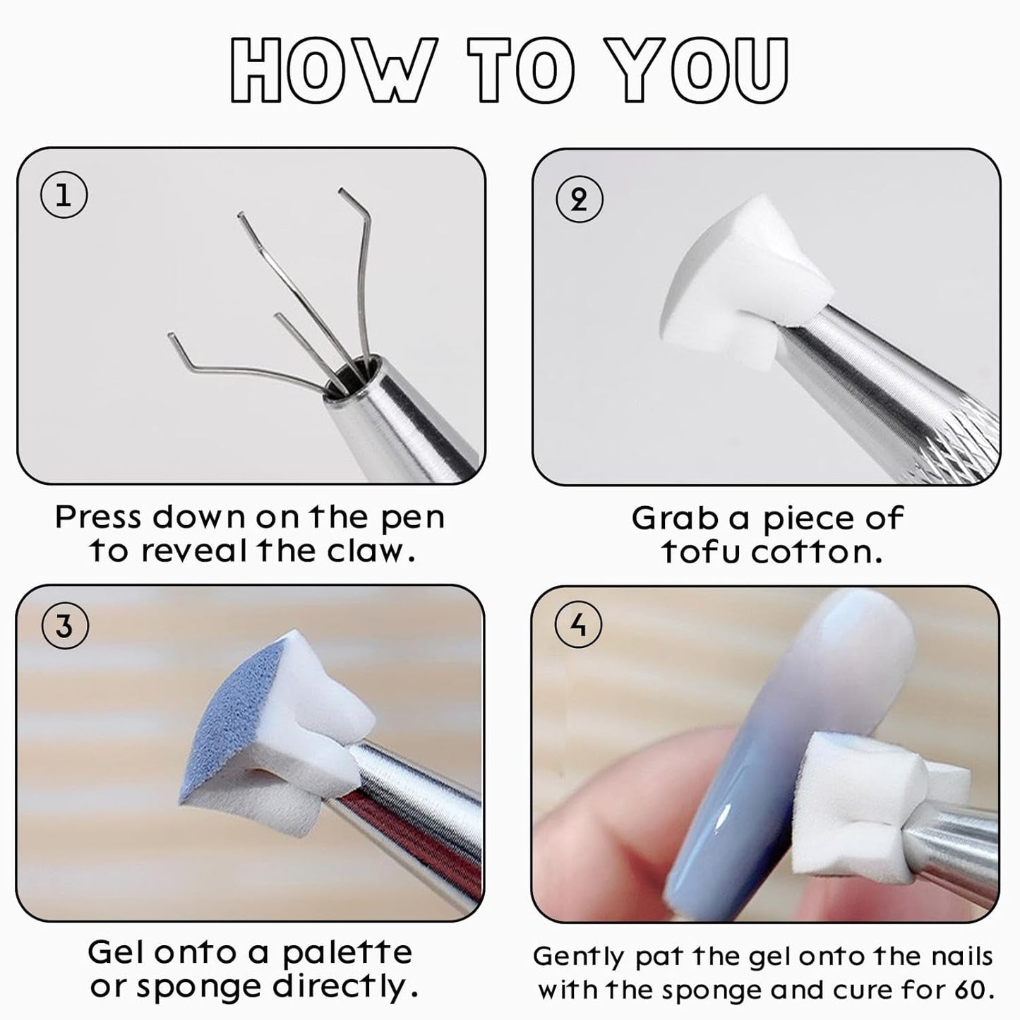 100 Stück Nail Art Schwamm Mit Metallgreifer, Sponge Brush Applicator, Sponge Nagel Pinsel, Nageldesign Zubehör Schwammpinsel, Verwendet, Um Eine Varavländ Von Gradient Nail Art Patterns Zu Ersetlen