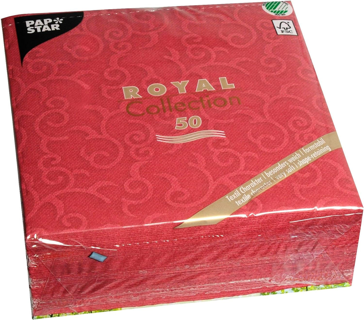 Papstar, 50 servietter "ROYAL Collection" 1/4 fold 40 Cm X 40 Cm Bordeaux "Casali", #84880