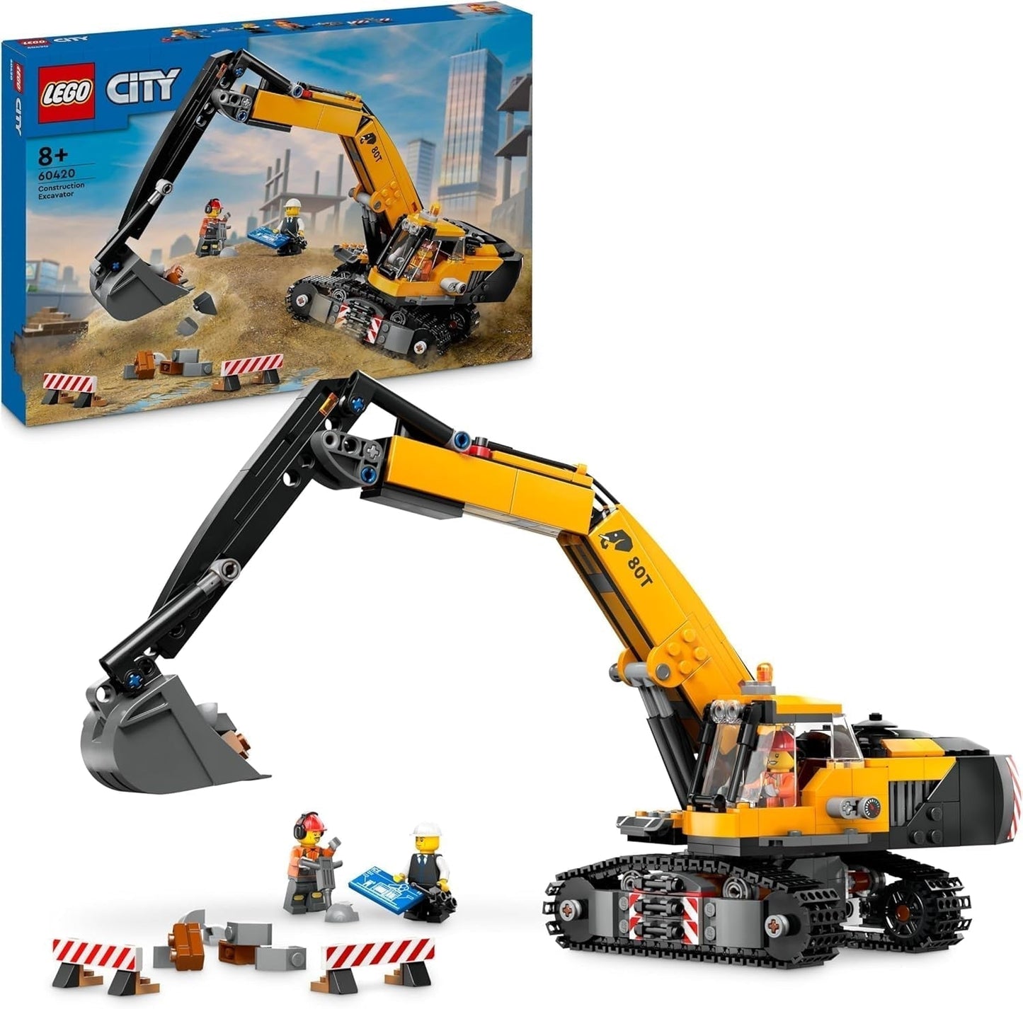 LEGO City Bæltegravemaskine Legetøjsgravemaskine til 8 år gammel Gravemaskine Model Byggelegetøjslastbil med tilbehør og 3 minifigurer 60420 Byggesæt Besuche den LEGO-Store Standardtitel