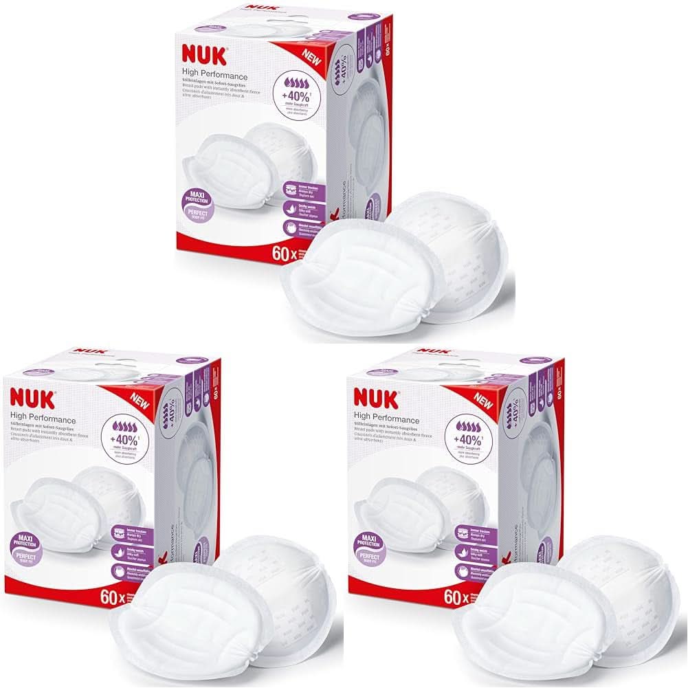 NUK High-Performance Einweg-Stilleinlagen Mit Sofort-Saugvlies | Einlagen Zum Stillen | Einzelverpackung | +40 % mere sugekraft | 60 Stück Babymad og ammetilbehør Naty Shop 60 Stück (Packung Mit 3) High Performance