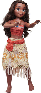 Disney Princess Vaiana, 80 cm stor Spielpuppe von Jakks Pacific, bewegliche Puppe, mit Bürste zum Kämmen ihrer wellligen Locken, vom Film inspireret Kleid, abnehmbare Halskette mit Anhänger