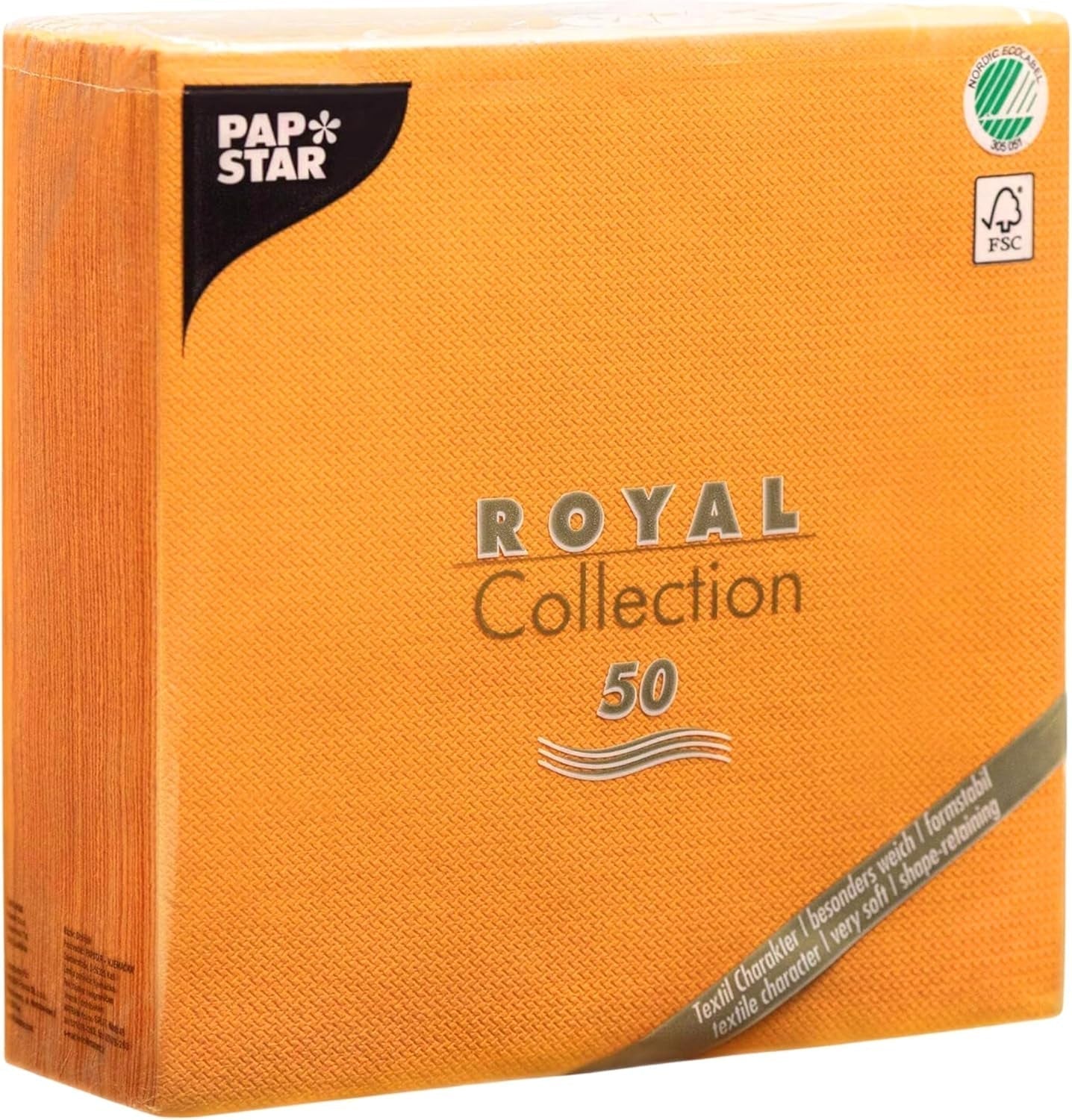 Papstar, 50 servietter "ROYAL Collection" 1/4 fold 40 Cm X 40 Cm orange, #82219