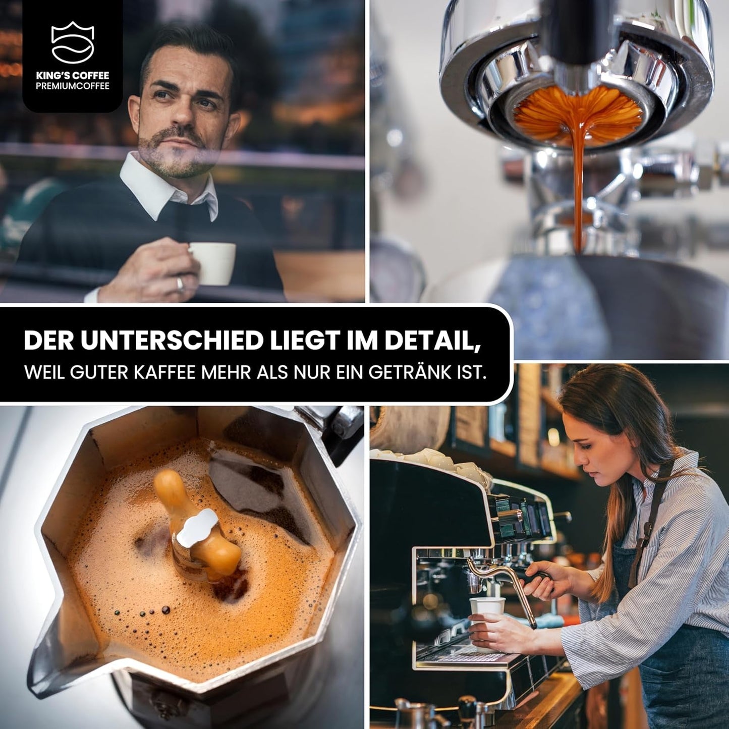 KING'S COFFEE - AMESTEC RS ESPRESSO - 1 kg stærke og aromatiske kaffebønner - kaffe med lav syreindhold - kaffe med hel bønne - ristning af små partier fra Italien - espressobønner til fuldautomatiske maskiner og portafiltermaskiner