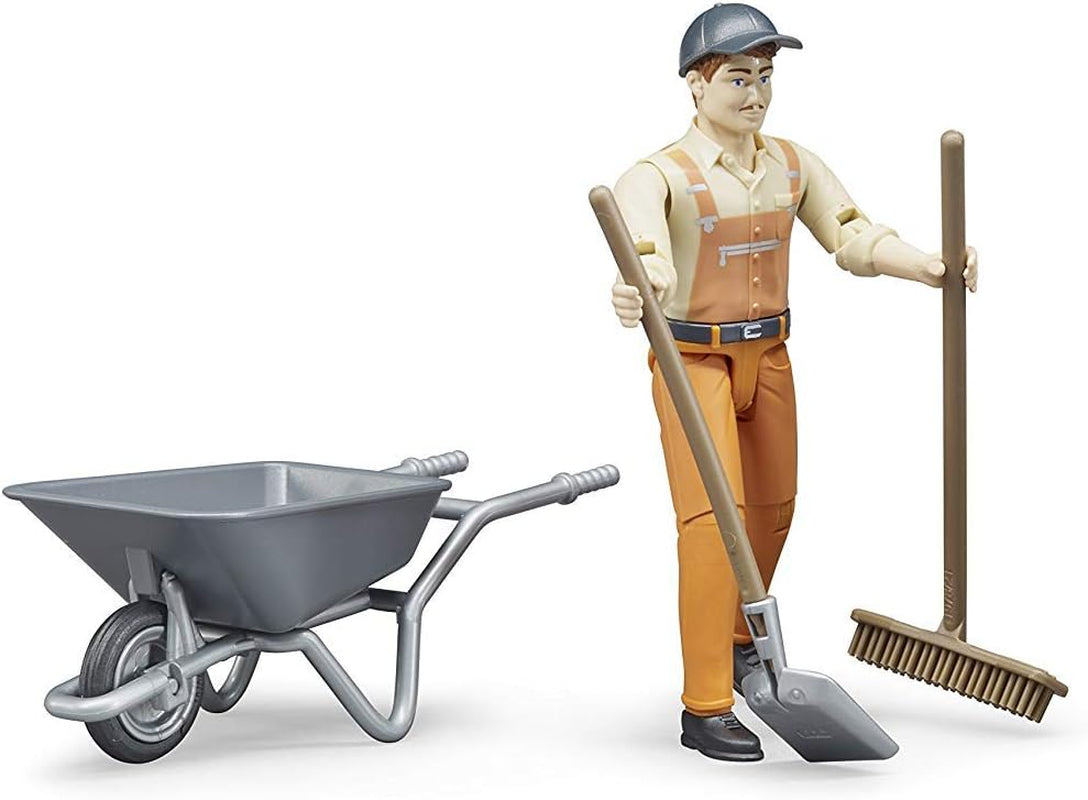 Bruder 62130 - Bworld figursæt kommunalarbejder - legetøjsfigur i skala 1:16, entreprenørkøretøj, bygningsarbejder, gård, mand Actionfigurer Naty Shop Standardtitel