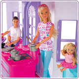 Simba 104661996 - Steffi Love Dreamhouse, Stort Legehus, 4 Værelser, INGEN DUKKERE, 84 cm høj, To Etager, Funktionel Klokke, Sammenklappelige Naty Shop Dukkehuse