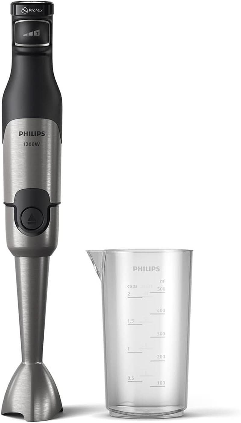 Philips 5000-Serie Stabmixer - 1200W Leistung. Promix-teknologi. Led Geschwindigkeitsanzeiger. Stufenlose Geschwindigkeitseinstellung. Kompakt design. Leicht Zu Reinigen. Schwarz (HR2681/00) Køkken Naty Shop