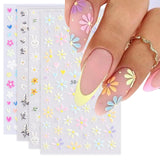 Nagelsticker Sæt Für Einzigartiges Nageldesign, 4 Blatt Frühlingsthemen Nail Art Tilbehør, Perfekt Für 3D Gel Nägel Og UV Gel Strips