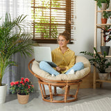 Relaxdays Seagrass Urtepotter Sæt med 3 Runde Blomster- og Urteplantekurv med Folie 3 Størrelser Plantekasse Natural