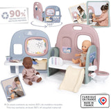 Smoby - Babypleje Dukke børnehave - Dukke legecenter Børnehave + Børnehave Dagligdagen - Sammenfoldelig legeplads med 360° rotation - 6 tilbehør - Lavet af 90% genbrugsmateriale i Frankrig, fra 3 år