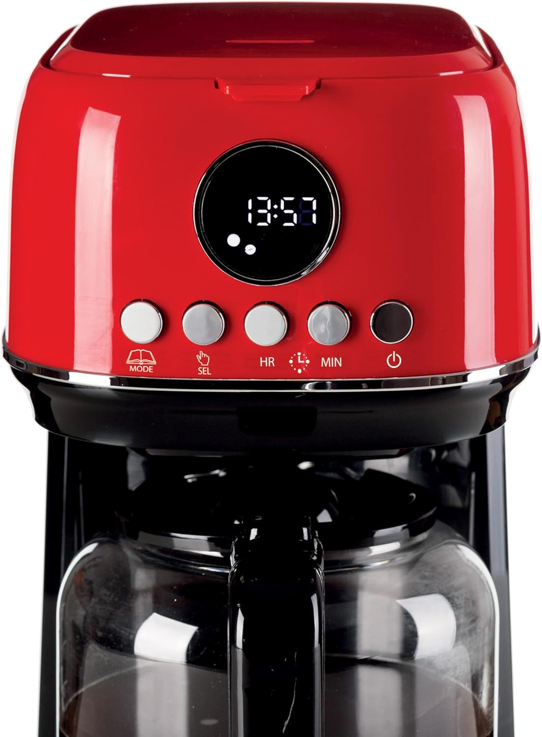 Ariete Moderna 1396 Filter Espressomaskine til fremstilling af amerikansk kaffe Op til 15 kopper Glaskaraffel Varmeplade LCD-skærm Aftagelige og vaskbare filtre Hvid