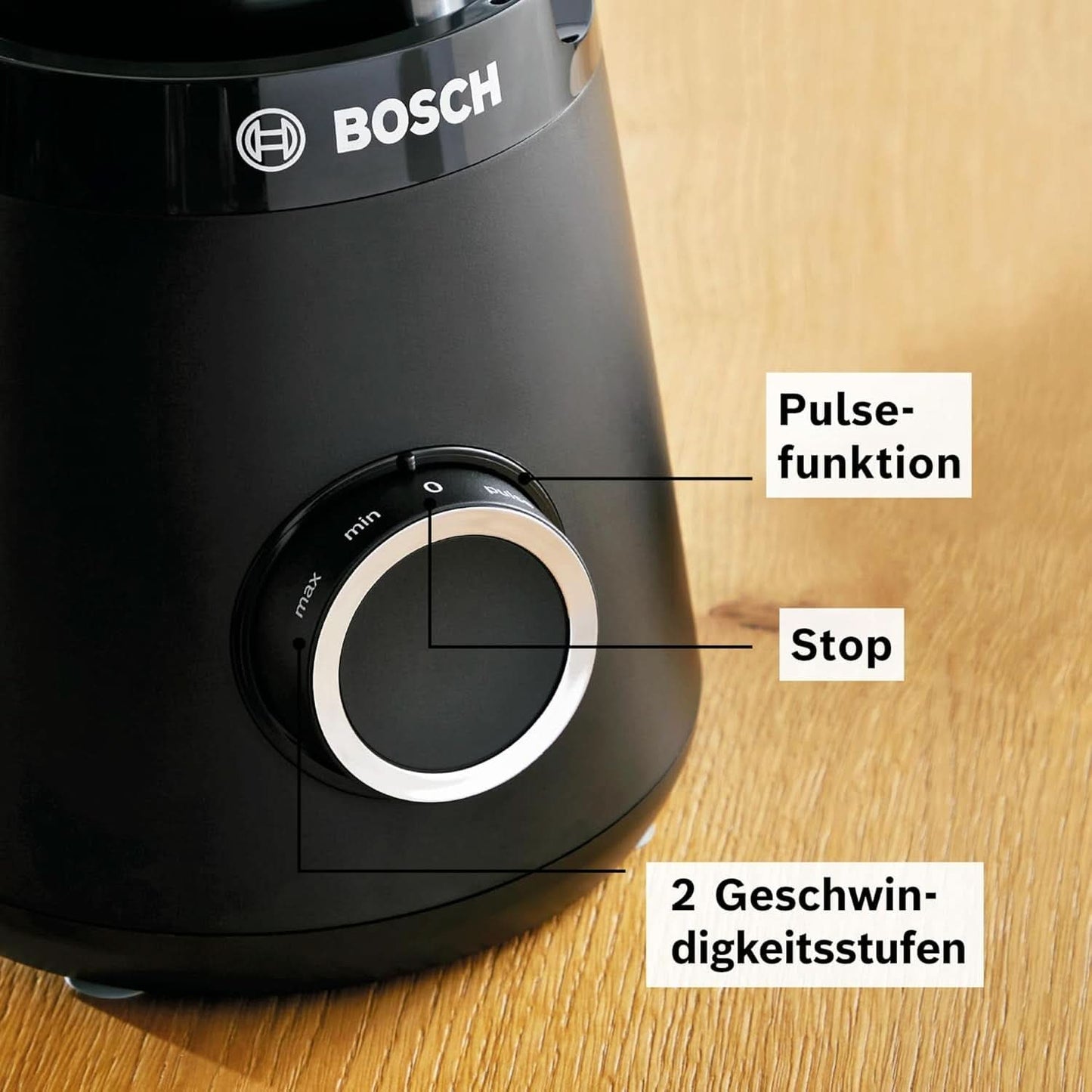 Bosch Standmixer Vitapower Serie 4 MMB6141B, Hochwertige Edelstahl-Klingen, 1,5L Tritan-Mixbehälter, Spülmaschinengeeignete Teile, 30.000 U/Min, 1200 W, Schwarz Kitchen Naty Shop