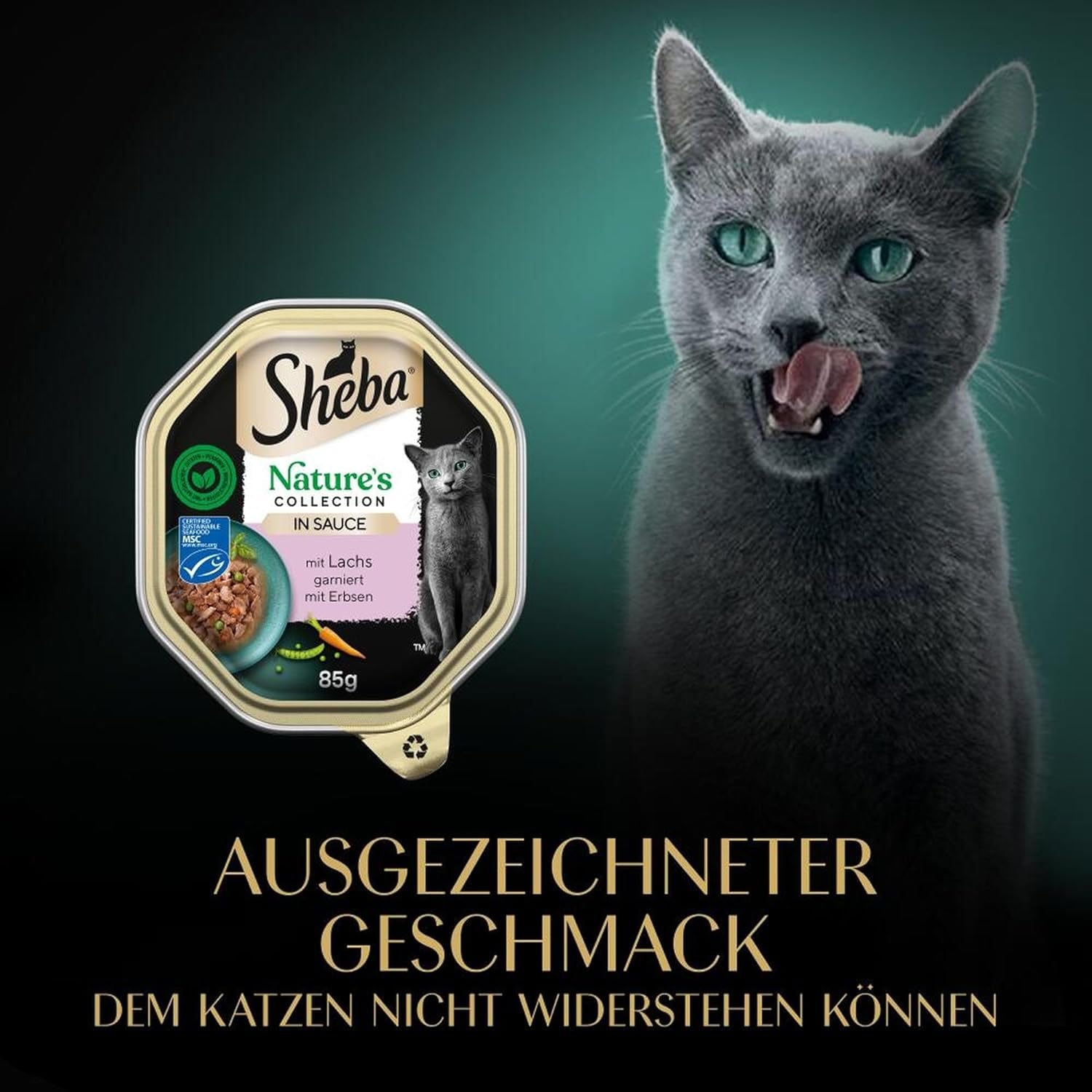 SHEBA Wet Cat Food, Nature's Collection i laksesauce, 2 x 11 x 85g