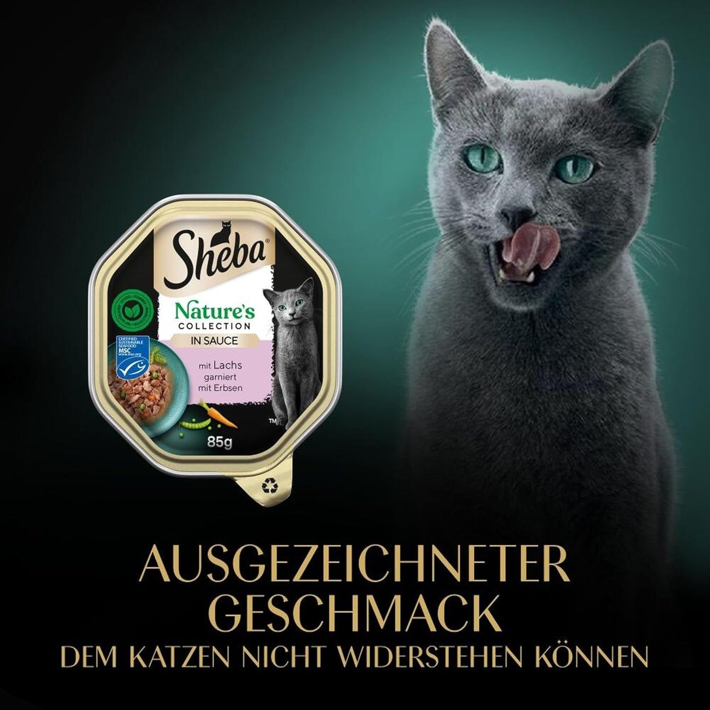 SHEBA Wet Cat Food, Nature's Collection i laksesauce, 2 x 11 x 85g