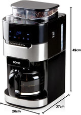 DOMO DO721K "Grind and Brew" espressomaskine - Bean-to-Cup funktion - LCD display - Til malet kaffe eller hele bønner - 1,5 L