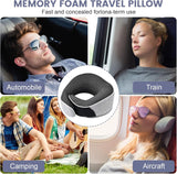 Nakkepude Memory skum rejsepude Ergonomisk design Memory skum nakkepude med øjenmaske 2 ørepropper og opbevaringstaske Perfekt til at sove på vejen, når du er på rejse Naty Shop Cervikal ortopædiske puder