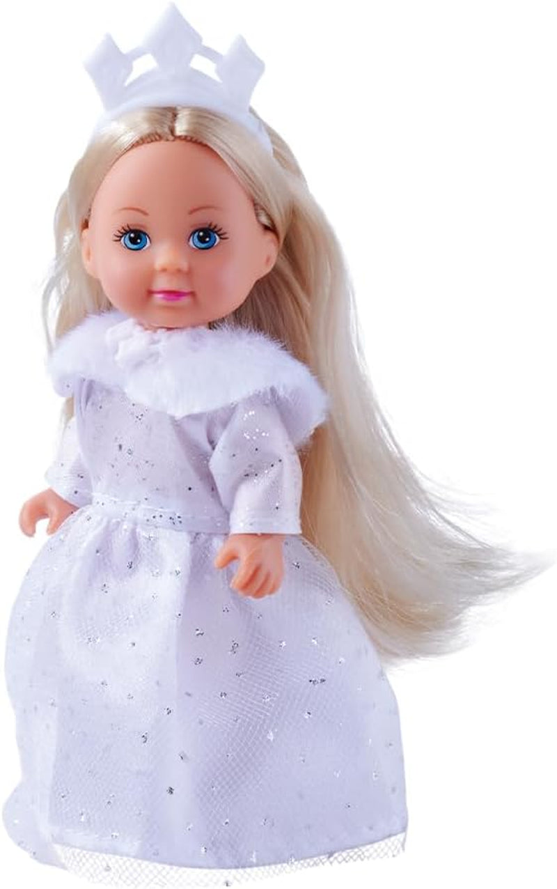 Simba Evi Princess of Love's Dreams, Legedukke i en drømmende vinterkjole med pelsstrimler og glitterelementer, 12 cm, 3 år og opefter