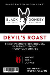 DJÆVELSTEG | Kaffebønner 1KG | Ekstremt stærk kaffe | Kaffe med højt koffeinindhold | Premium robusta fra
