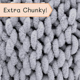 Chunky strikket tæppe, plaid, 100% håndstrikket med jumbo chenille garn (127 X 152,4 Cm, lilla grå) Senge og tæpper Adyrescia