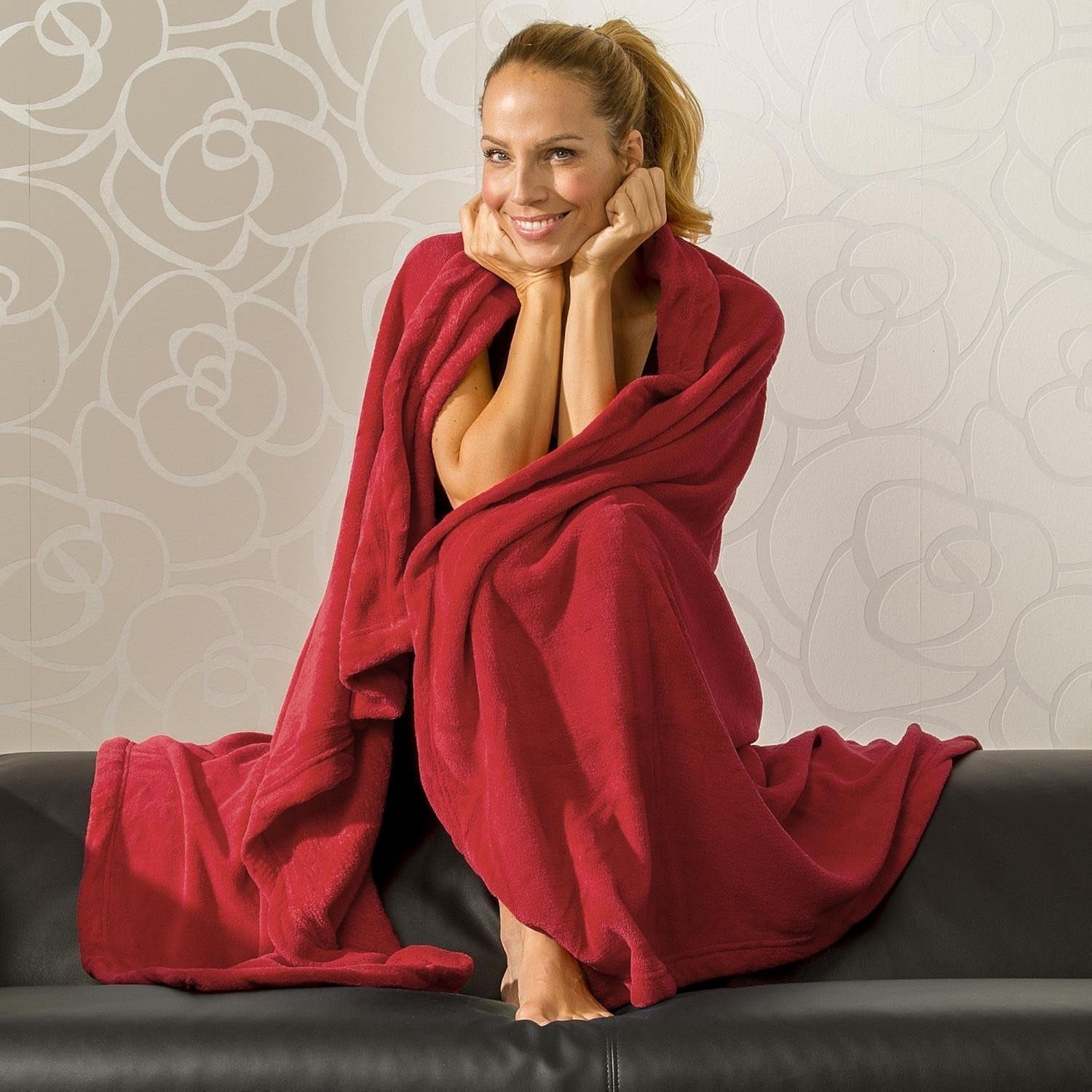 Celinatex fluffy tæppe XXL 220 X 240 Cm rødt sofatæppe varmt tæppe blødt mikrofiber Fleece Oeko-Tex Montreal Senge og betræk Besuche den CelinaTex-Store