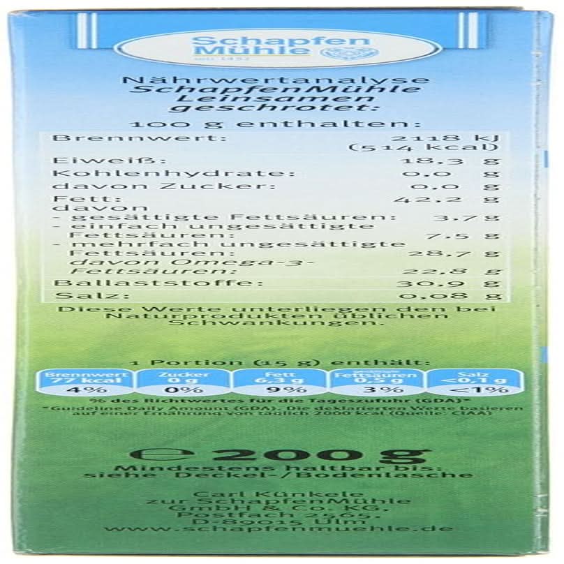 Schapfen Mühle Hørfrø, 200 gram Cereals Naty Shop