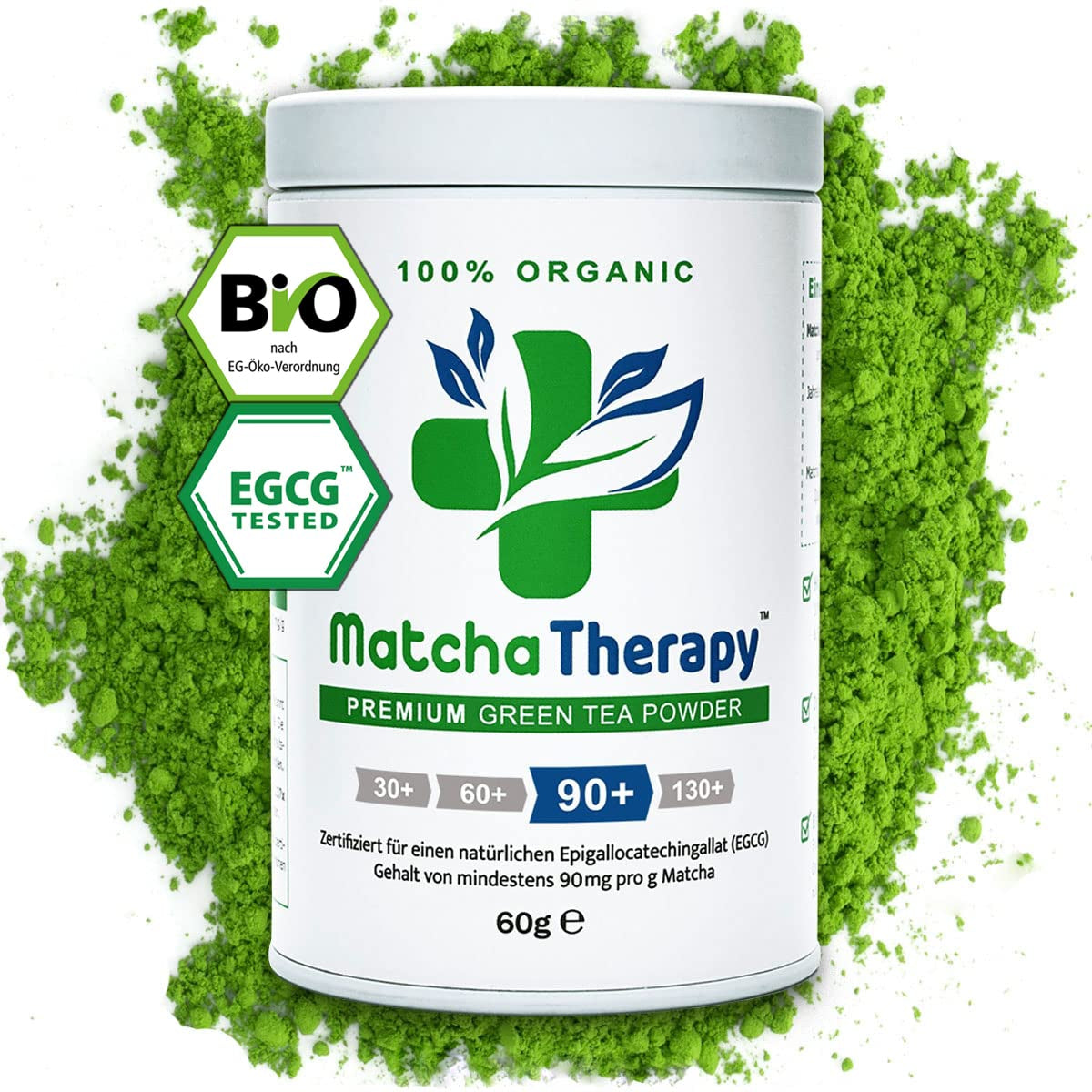 Matcha terapi 30+ | Økologisk Matcha tepulver | 60 g | Med et verificeret indhold på mindst 30 mg/g catechin EGCG | Understøtter immunsystemet og energiniveauet | Ceremoniel kvalitet | Grøn te fra Japan