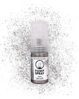 Spiselig glitter madspray NY SØLVSKIMMERENDE 5G pumpe med metallisk pulver til hurtig og effektiv dekoration af kager, cremer, geléer, praliner, chokolade og sukkerpynt