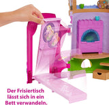 Disney Princess HMV99 - Rapunzel bevægeligt dukke- og legetårn med sjov rundt omkring, 6 legeområder og 15 tilbehør, inspireret af Disney-filmen, legetøj til 3-årige dukker Naty Shop-dukker