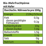 FRECHE FREUNDE Økologisk frugtpose Banan, æble, hindbær, blåbær med havre, frugtpuré med korn i en pose, der kan presses til babyer fra 6 måneder, vegansk, pakke med 6 (6 x 100 g)