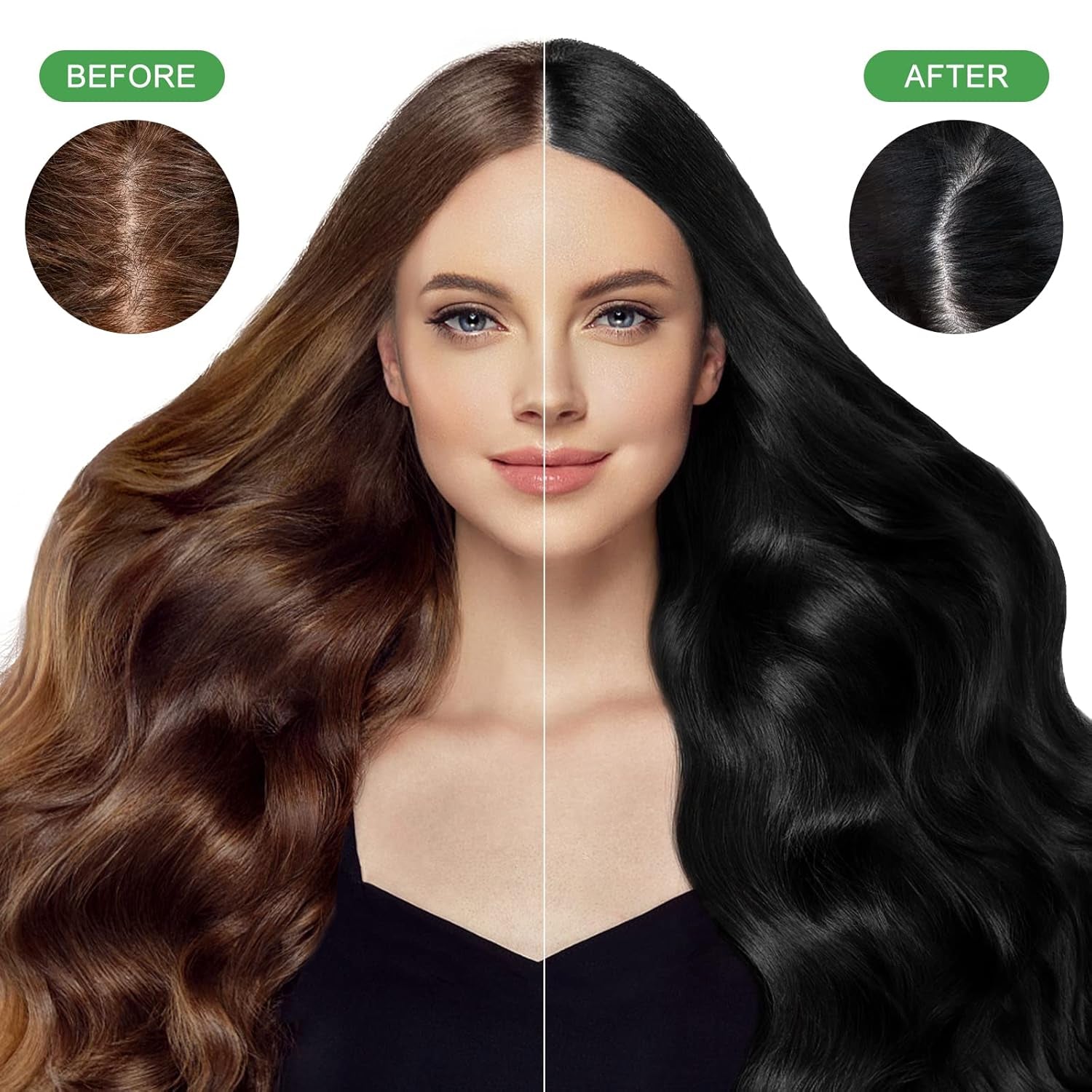 Instant Black Hair Shampoo, Natural Hair Dye Shampoo, 100 % gråt dæksel - nemt og hurtigt, semi-permanent farve til sort hår, hårfarve shampoo til mænd og kvinder Hårfarve Naty Shop