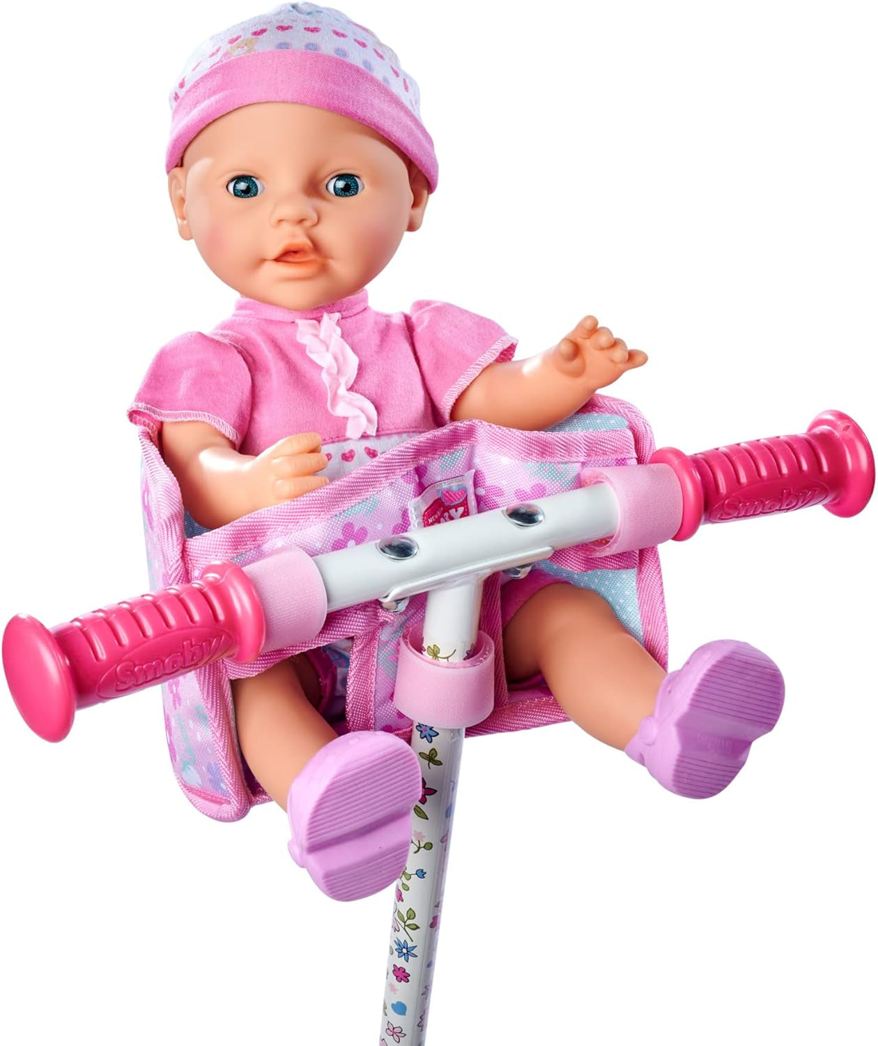 Simba 105560018 - Nyfødt cykelsæde med bælte, dukketilbehør, stofsæde, sikkerhedssele, velcrostyr, til 30-43 cm dukker, 3+